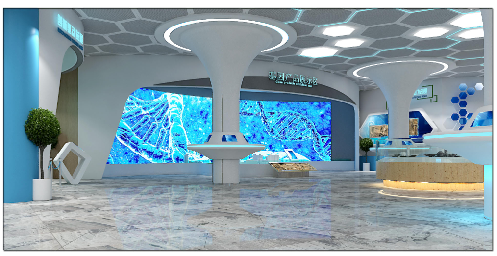 马鞍山基因集团科技风办公室及展厅装修效果图